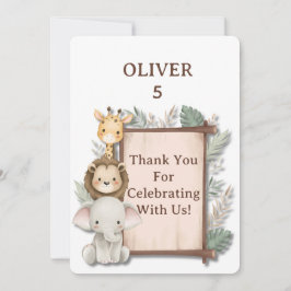 Safari Thank You Card, Oliver Birthday Thank You Dankeskarte