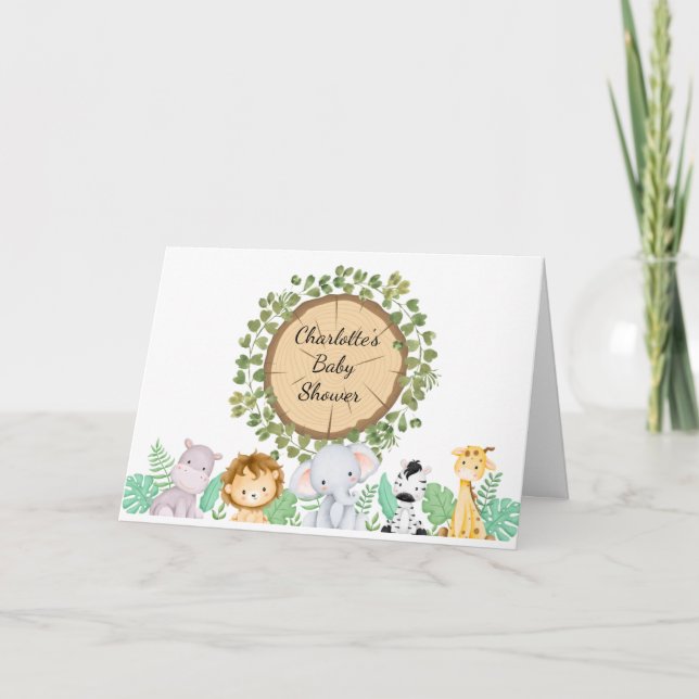 Safari Thema Kinderdusche gedeckte Einladung (Vorderseite)