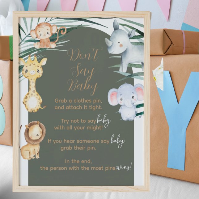 Safari Thema Say Baby Shower Game Sign Poster (Von Creator hochgeladen)