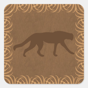Safari-Thema-wilde Katzen-Silhouette Quadratischer Aufkleber