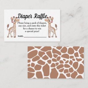 Safari Theme Baby Showdiaper Raffle Ticket Enc Begleitkarte