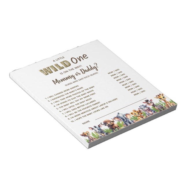 Safari Theme Baby Showspielerin Ratgeber Wer Notizblock (angewinkelt)