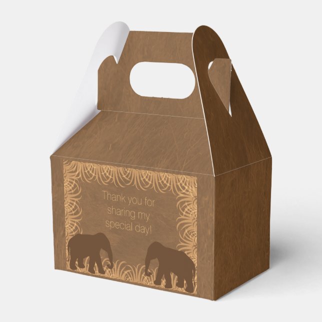 Safari Theme Elephant Gastgeschenk Box Geschenkschachtel (Vorderseite)