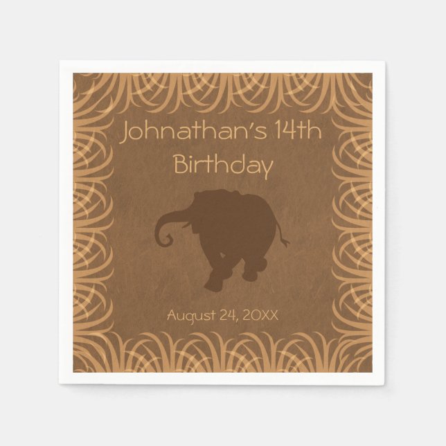 Safari Theme Elephant Personalisiert Serviette (Vorderseite)
