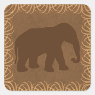 Safari Theme Elephant Silhouette Quadratischer Aufkleber