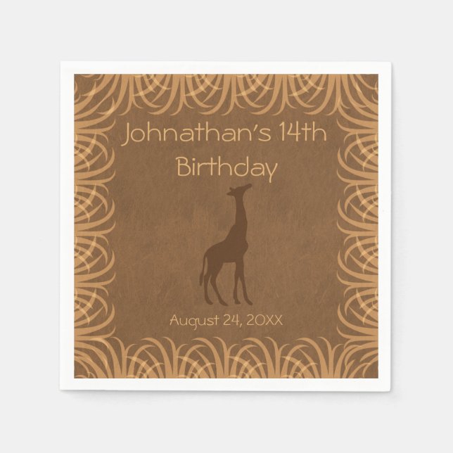Safari Theme Giraffe Personalisiert Serviette (Vorderseite)