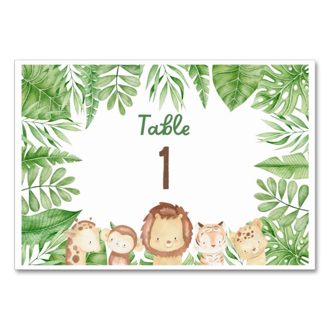Safari Theme Jungle Table Signs Tischnummer (Vorderseite)