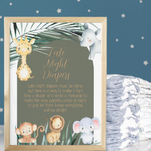 Safari Theme Late Night Diaper Redewendungen Poster