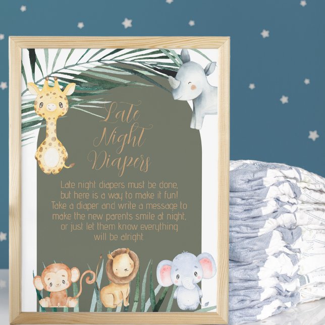 Safari Theme Late Night Diaper Redewendungen Poster (Von Creator hochgeladen)