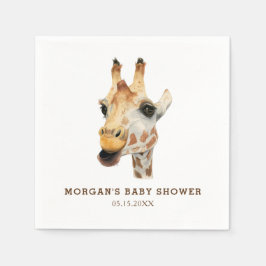 Safari Theme Watercolor Giraffe Babydusche Serviette