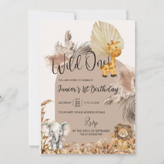 Safari Theme Wild 1 1. Kindergeburtstag Einladung