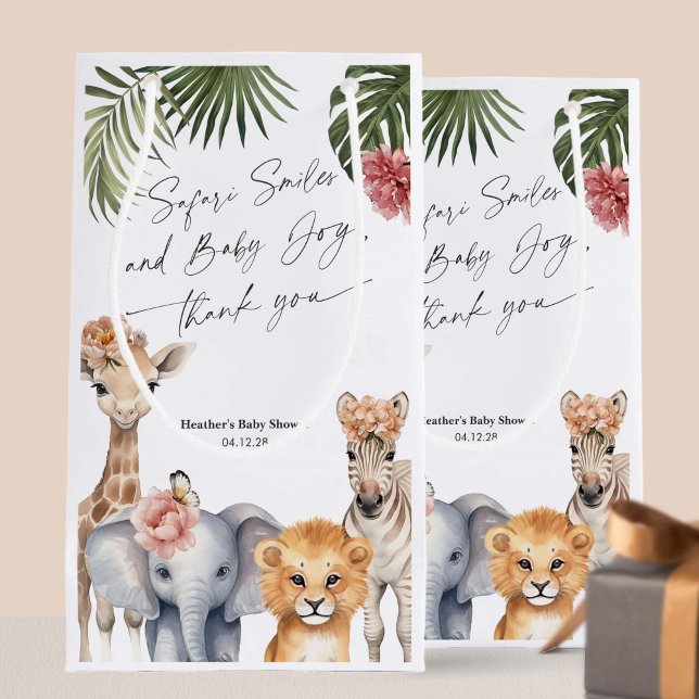 Safari Themed Baby Dusche Gefallen Goodie-Tasche Kleine Geschenktüte (Safari Animals, baby Girl SHower Goodie Bag favors.)