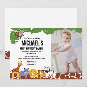 Safari Themed   Erster Geburtstag   Lasst uns wild Einladung