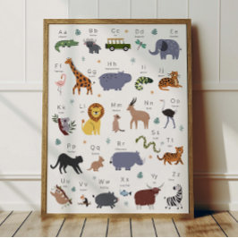 Safari-Tier-Alphabet-ABC-Plakat Kinderzimmer-Dekor Poster