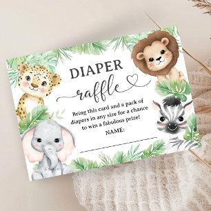 Safari-Tier-Baby-Shower-Dschungel-Windel-Raffle Begleitkarte