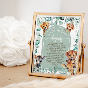 Safari-Tier-Baby-Shower-Übernachtung-Windel-Spiel Poster