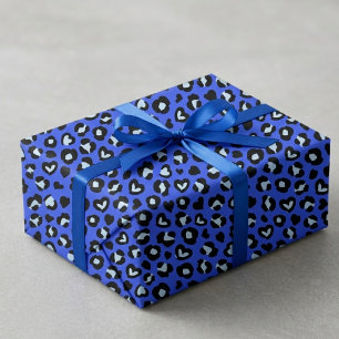 Safari-Tier Blau Leopard Chic Print Muster Geschenkpapier
