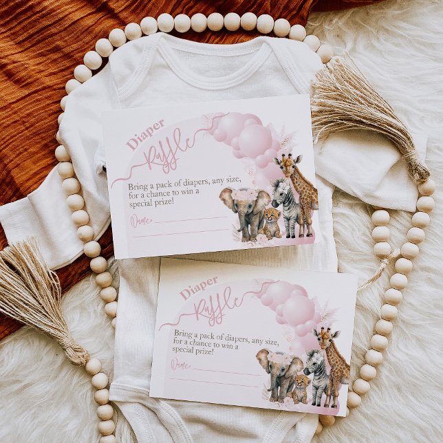 Safari-Tier Boho Baby Girl Duschdusche Windeln Raf Begleitkarte (Von Creator hochgeladen)