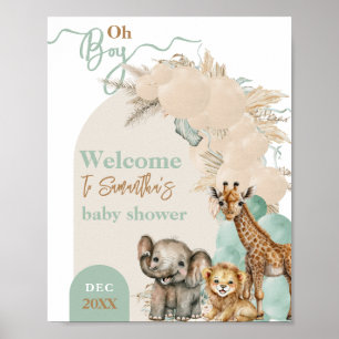 Safari Tier Boho Oh Boy Baby Dusche Willkommen Poster