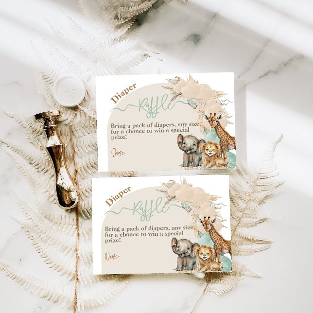 Safari-Tier Boho Oh Boy Baby Duschtier Windel Begleitkarte (Von Creator hochgeladen)