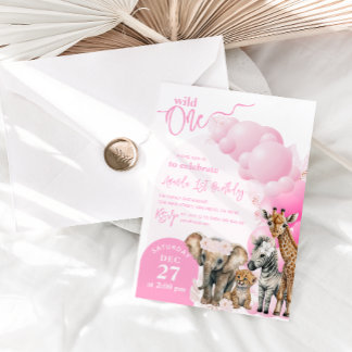 Safari Tier Boho Wild One st Birthday Einladung