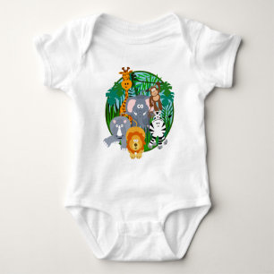Safari-Tier-Cartoon Baby Strampler