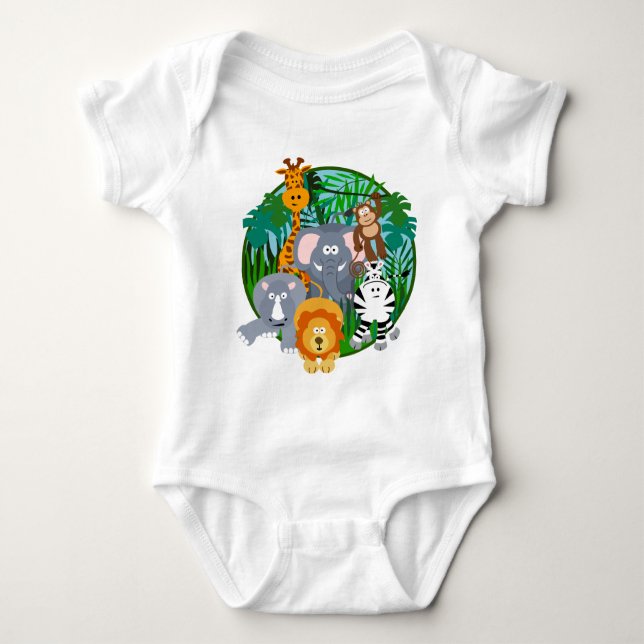 Safari-Tier-Cartoon Baby Strampler (Vorderseite)