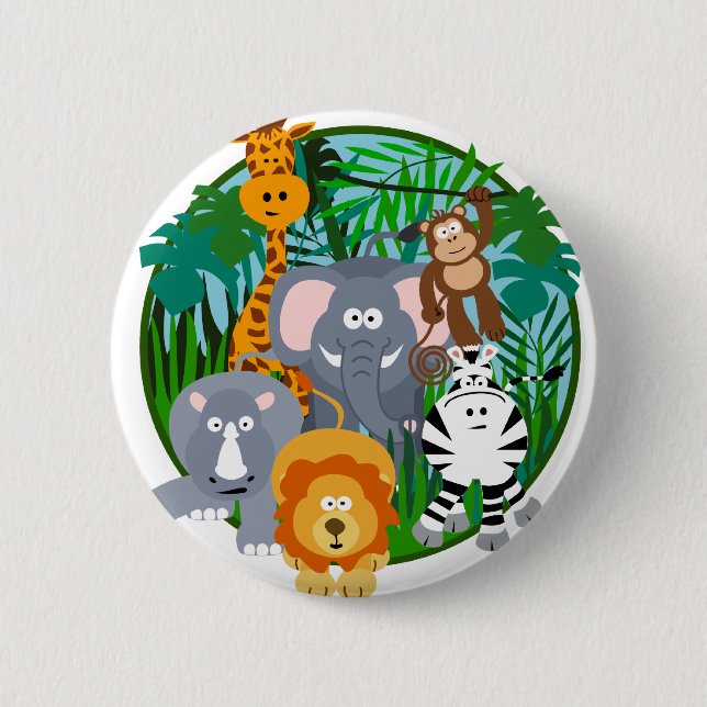 Safari-Tier-Cartoon Button (Vorderseite)