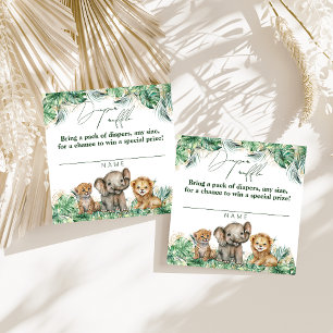 Safari-Tier Dschungel Grün & Gold Jungenwindel Begleitkarte