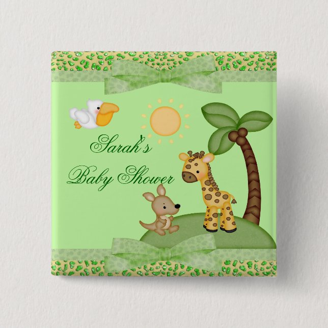Safari-Tier-Gepard-Druck-Babyparty Button (Vorderseite)