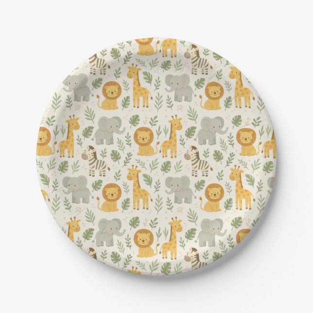 Safari-Tier-Kinderzimmer-Druck Pappteller (Vorderseite)