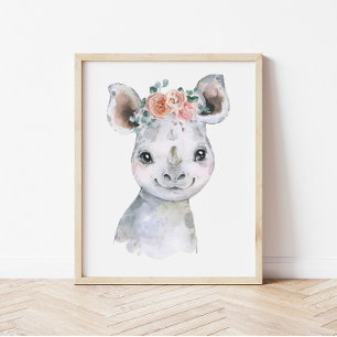 Safari-Tier-Kinderzimmer-Kunst, Wasserfarbe-Hippop Poster