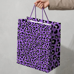 Safari-Tier Leopard Lila Herz Druck Muster Mittlere Geschenktüte