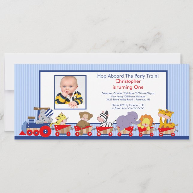 Safari-Tier-Zug-Geburtstags-Einladung Einladung (Vorderseite)
