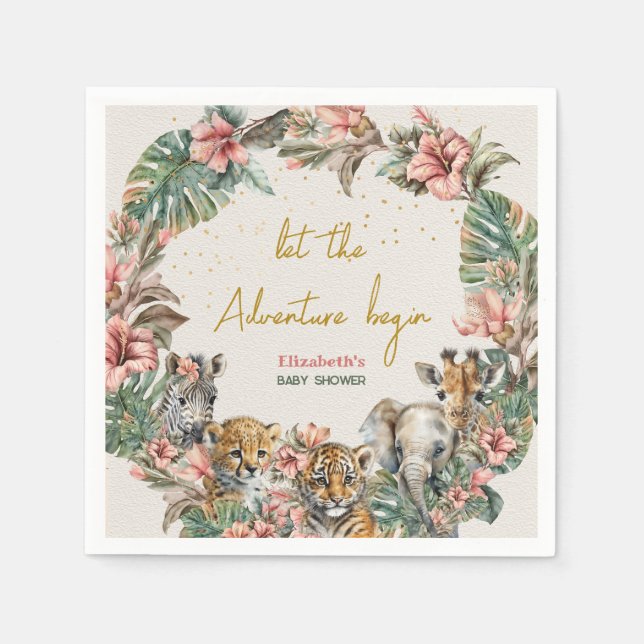Safari Tierabenteuer Begin Baby Boy Dusche Serviette (Vorderseite)