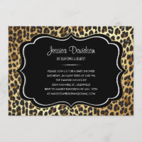 Safari-Tierdruck-Leopard-Babyparty-Einladung