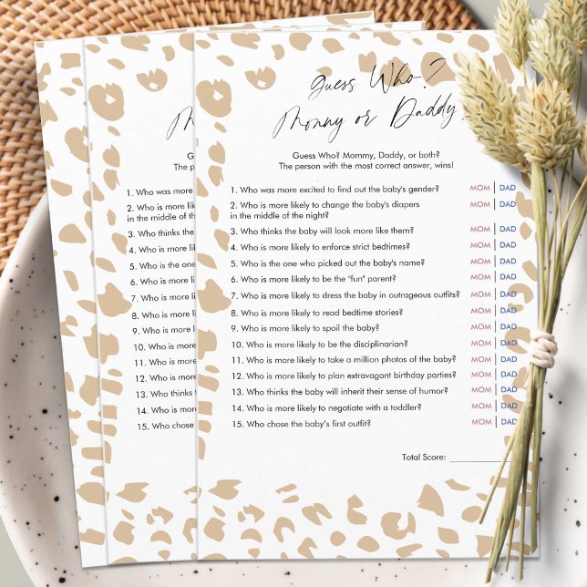 Safari-Tierdrucke , Ratet, Wer Mama oder Papa (Modern Safari Animals prints, Gender Neutral Shower game, Guess Who, Mommy or Daddy?)