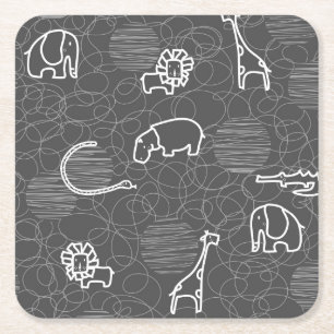Safari-Tiere 5 Rechteckiger Pappuntersetzer