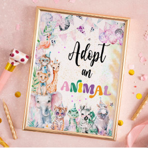 Safari-Tiere Adoptiere ein Tier Geburtstag Poster