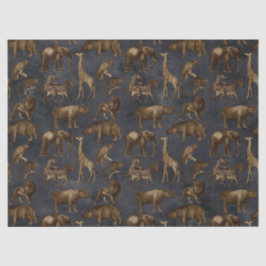 Safari-Tiere auf dunkelblauer Decoupage Seidenpapier
