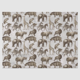 Safari Tiere auf Light Gray Decoupage Seidenpapier