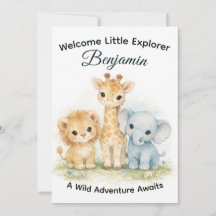 Safari-Tiere Baby Boy Abenteuer Dusche