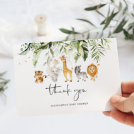 Safari Tiere Baby Dusche danke Karte