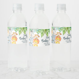 Safari-Tiere Baby Duschwasser Flaschen Etiketten. Wasserflaschenetikett