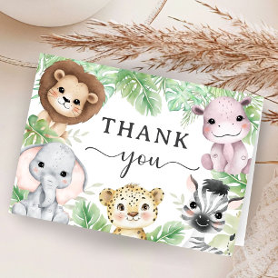 Safari-Tiere Baby Shower Dschungel gefaltete Danks Dankeskarte