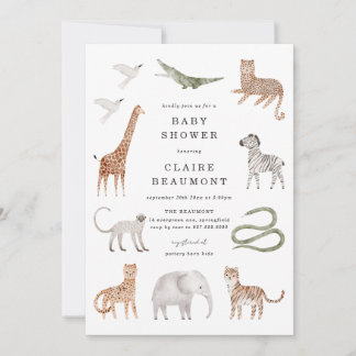Safari-Tiere Baby Shower Einladung