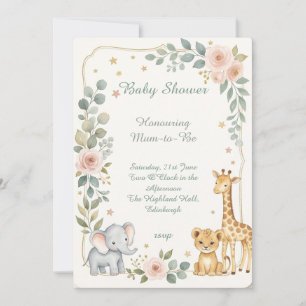 Safari-Tiere Baby Shower Einladung
