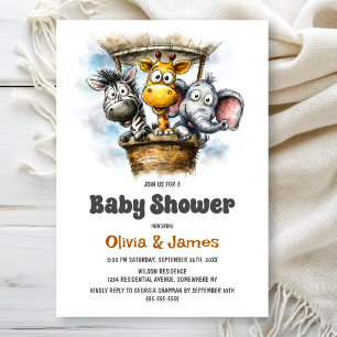 Safari-Tiere Baby Shower Einladung
