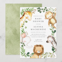 Safari-Tiere Baby Shower Einladung