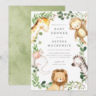 Safari-Tiere Baby Shower Einladung